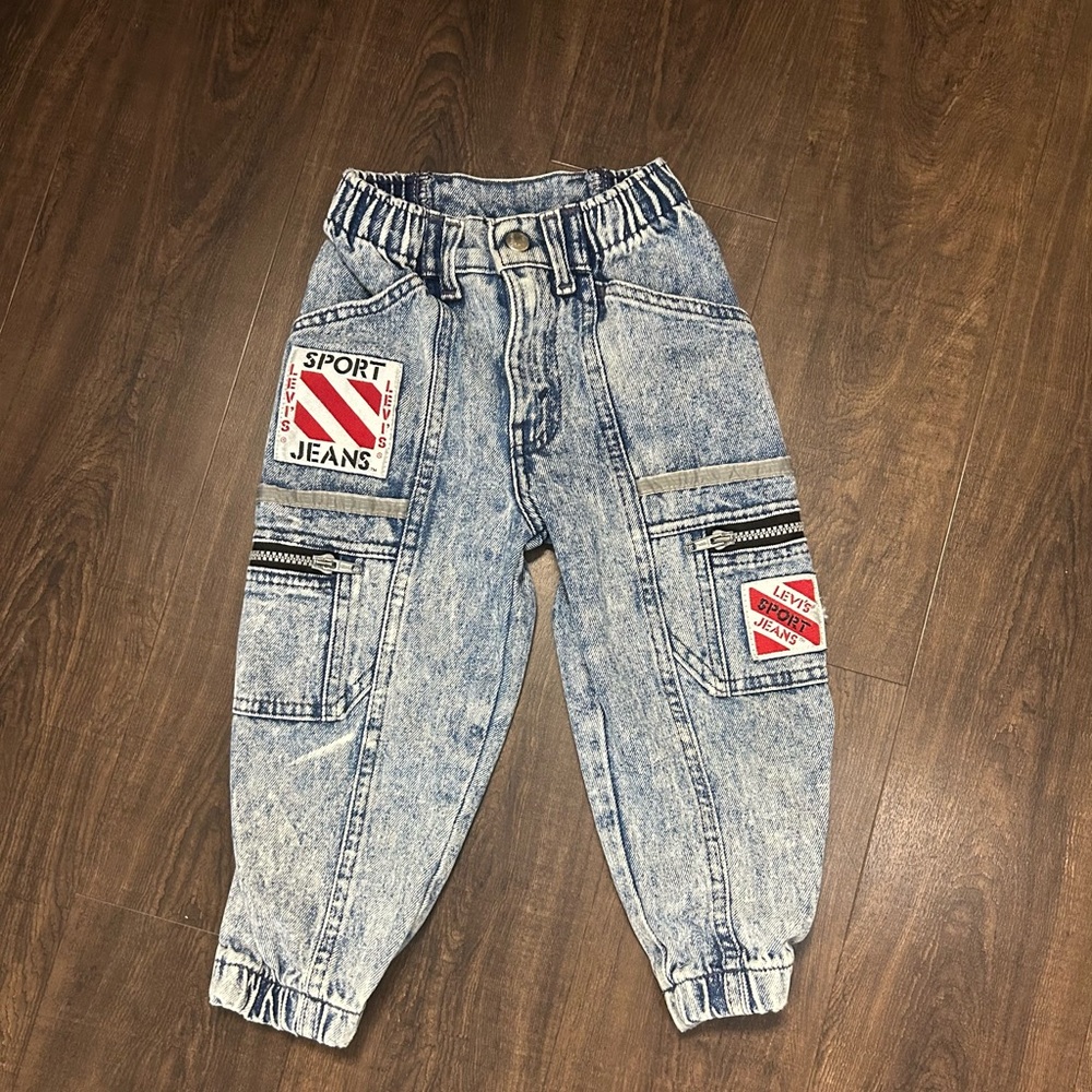 Vintage Levi's Kids Acid Wash Jeans with Patches